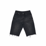 Washed Denim Biker Shorts