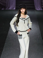 Sailor-Collar Knit Two-Piece Set
