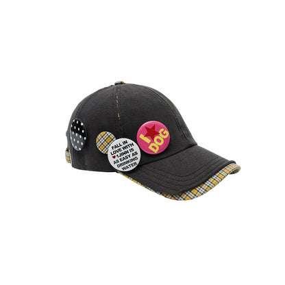 Plaid-Panel Badge Baseball Cap