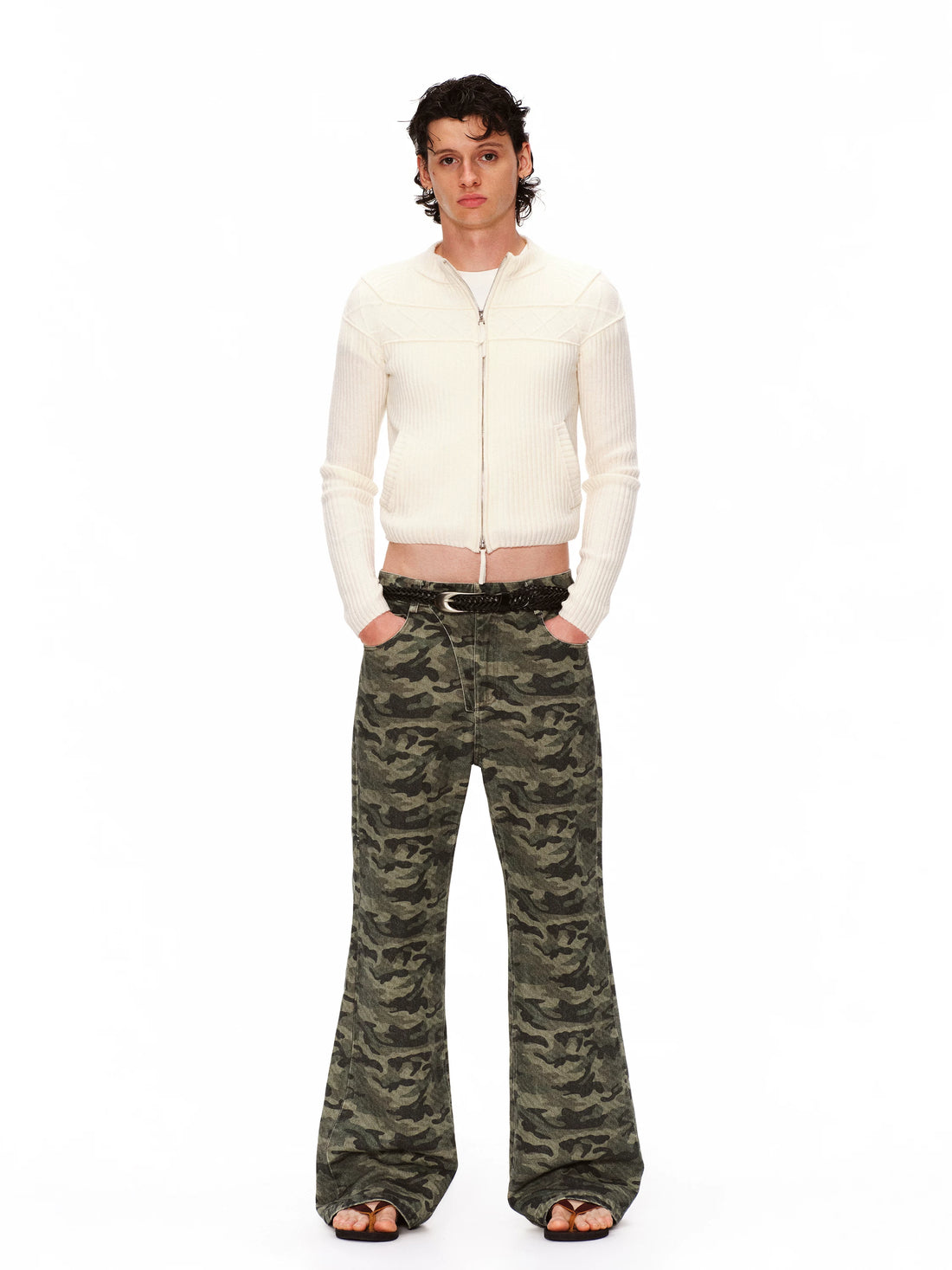 Camo Flared Wide Pants