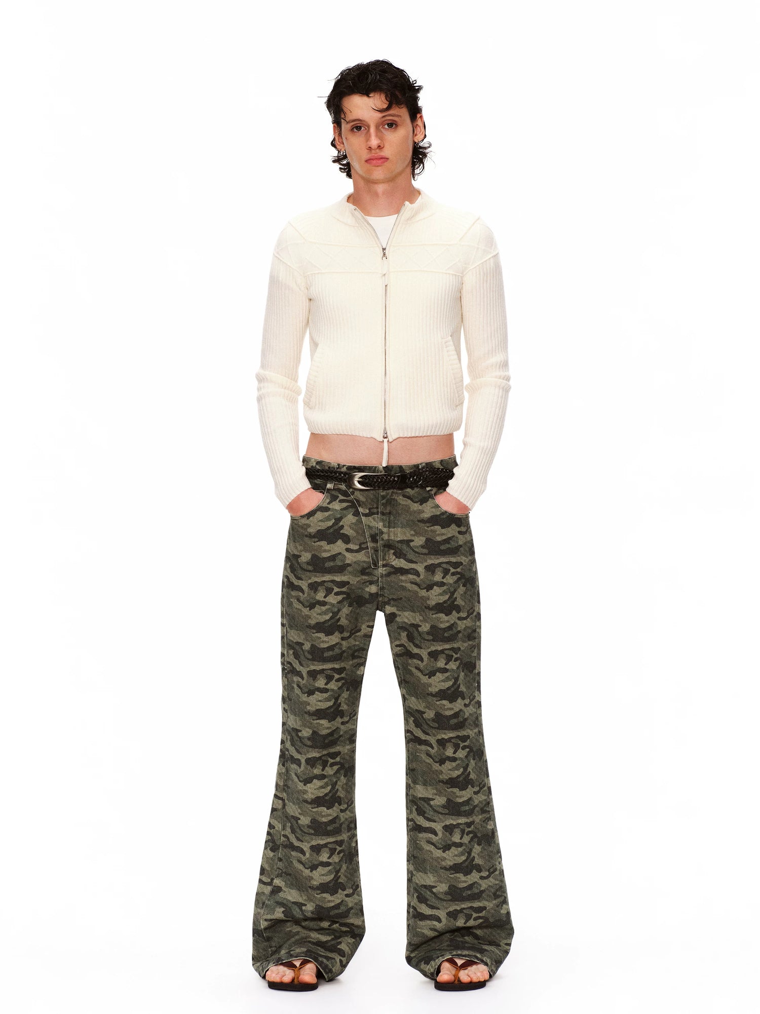 Camo Flared Wide Pants