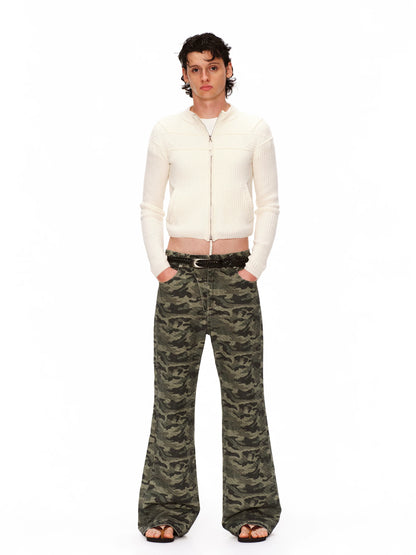Camo Flared Wide Pants