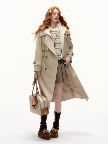 Khaki Hooded Trench Coat