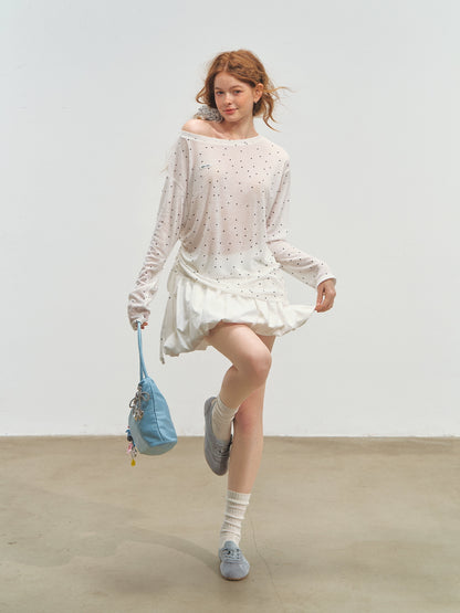 White Ballet-style Puff Midi Skirt