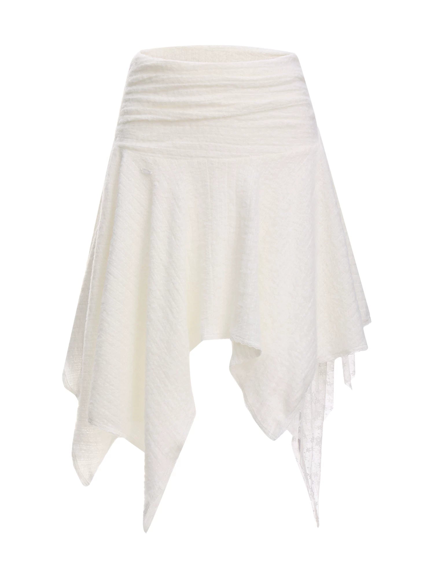 Lace Panel Irregular A-Line Skirt