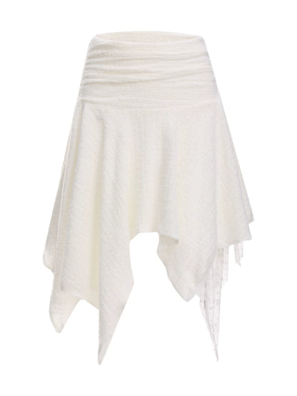 Lace Panel Irregular A-Line Skirt
