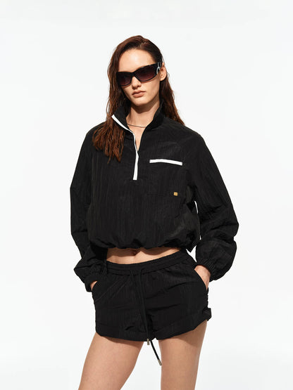 Airy Zip Shorts Set
