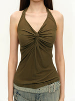 Twist-Front Halter Tank Top