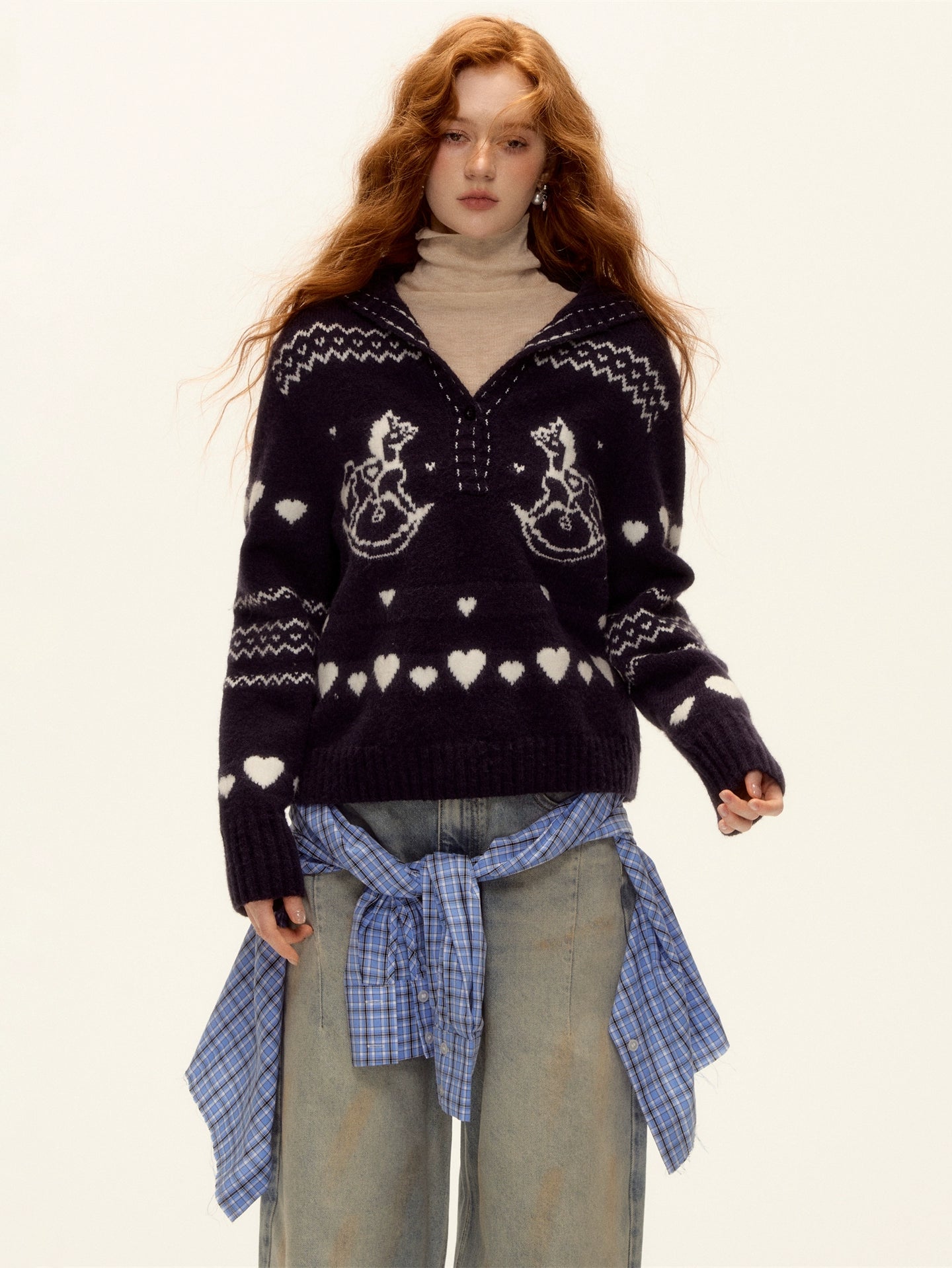 Pony Jacquard Polo Sweater