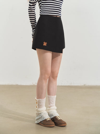 White &amp; Black Floral Layered Shorts