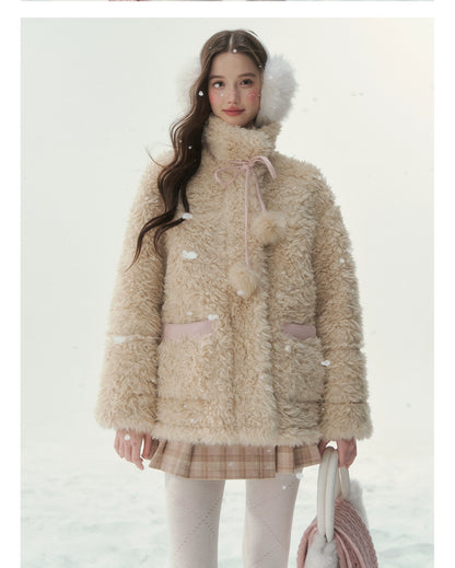 Pink &amp; Blue Reversible Faux Shearling Coat