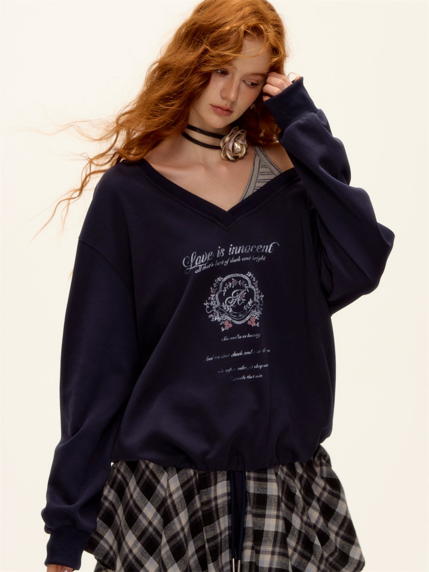 Asymmetric Stripe Print Sweat Set