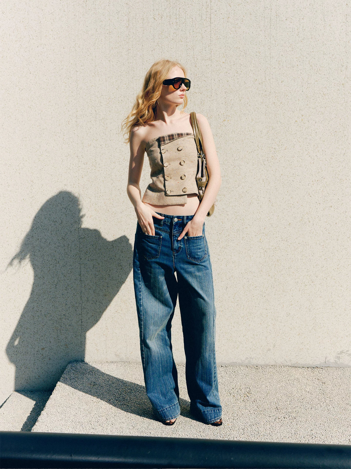 Pocket Panel Wide-Leg Jeans