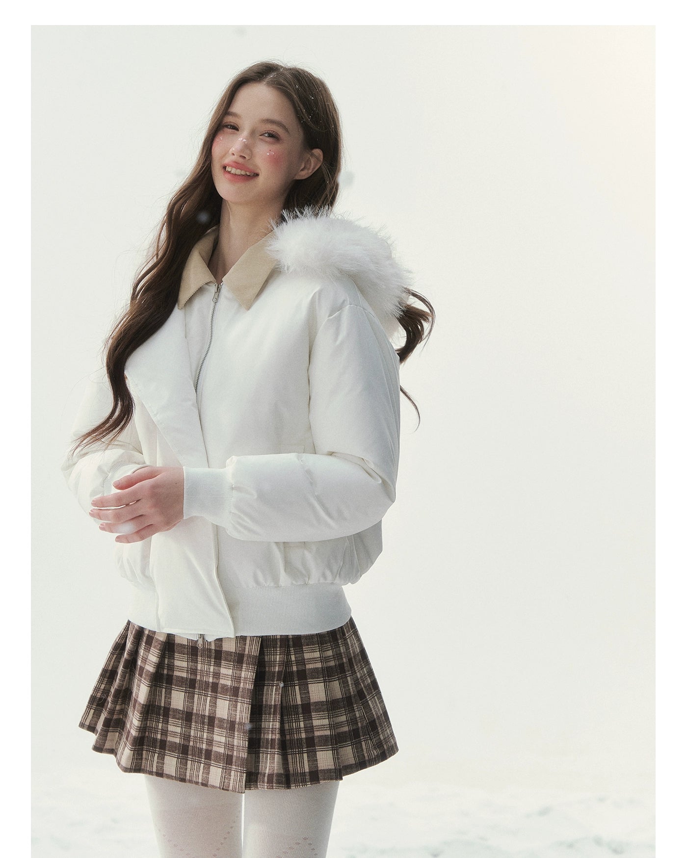 "Snow Envelope" Faux-fur Collar Down Coat