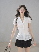 Puff Sleeve V-neck Shirt
