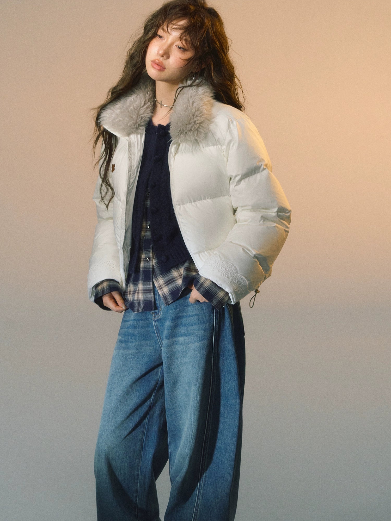 Fur-Trim Short Puffer