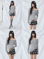 Gray Off Shoulder Asymmetric Cut Top