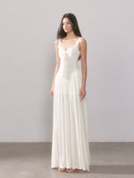 Lace Knit Spaghetti Strap Slit Long Dress