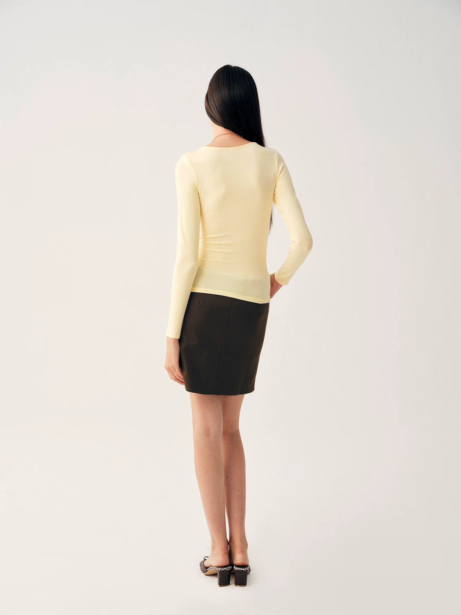 Yellow Cross Twist Knit Top