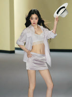 Satin Halter Top Skirt Set