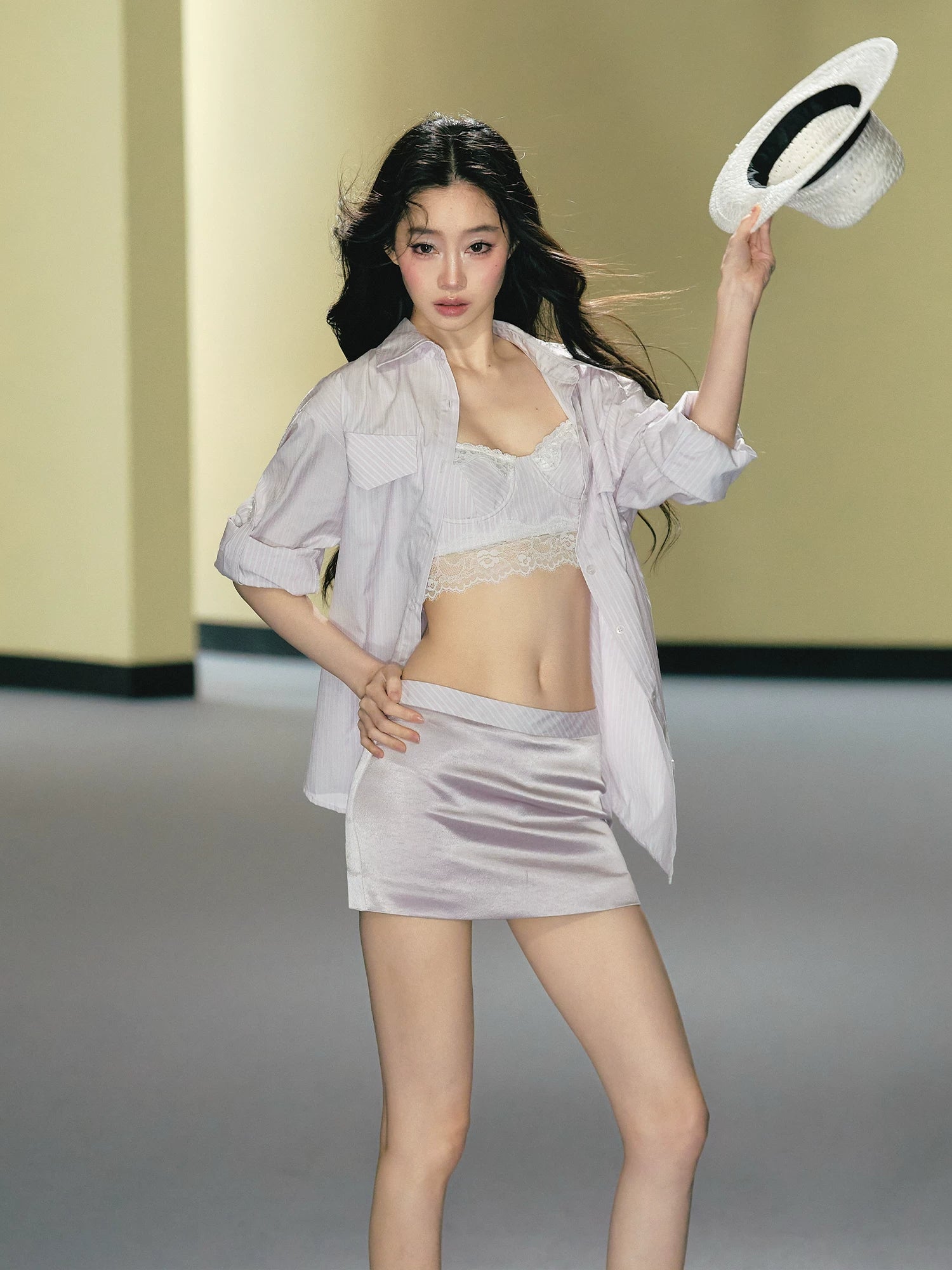 Satin Halter Top Skirt Set