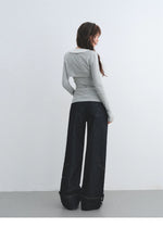 Red Waist Wide-Leg Pants