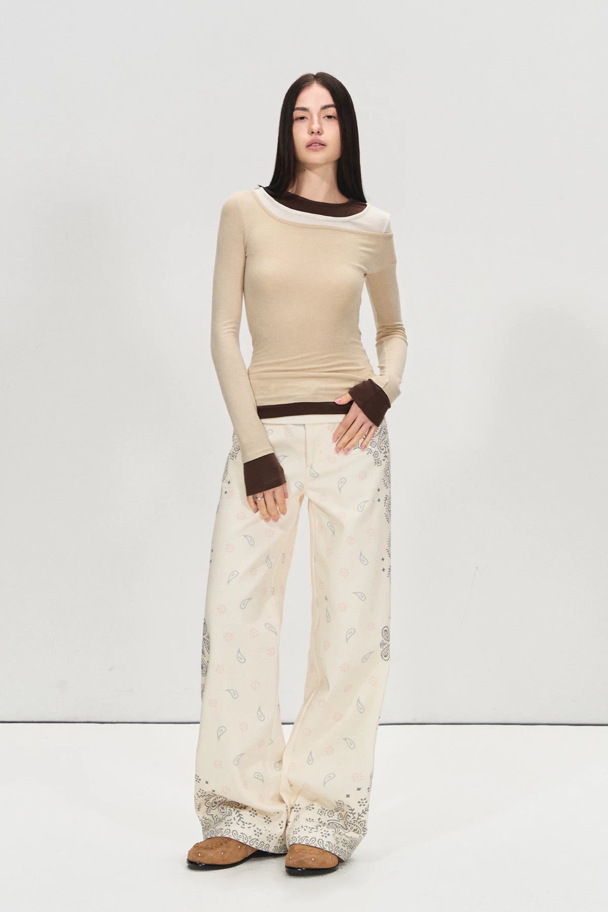 Lyocell Wool Colorblock Layered Base Top