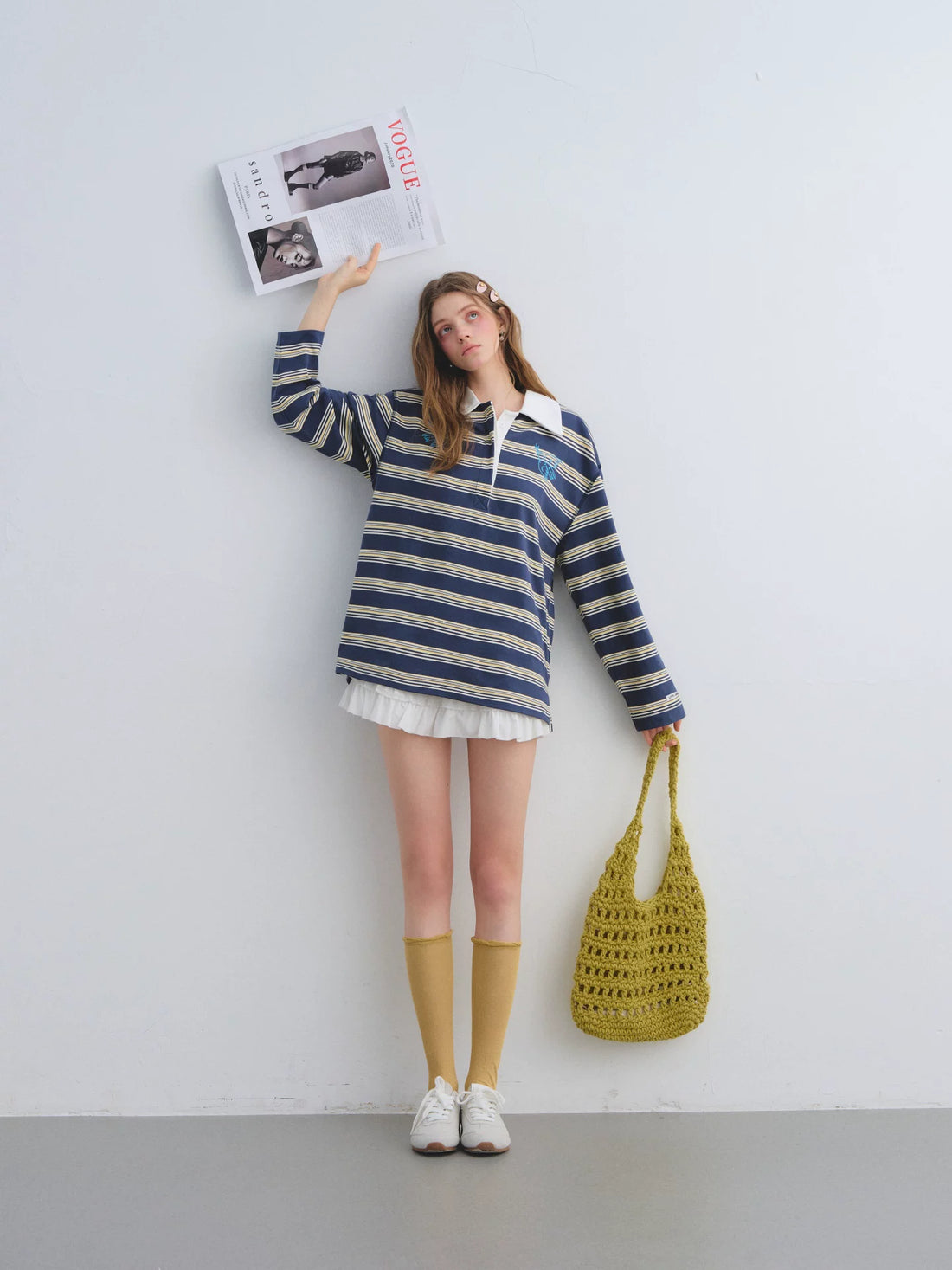 Striped Embroidered Polo Tee