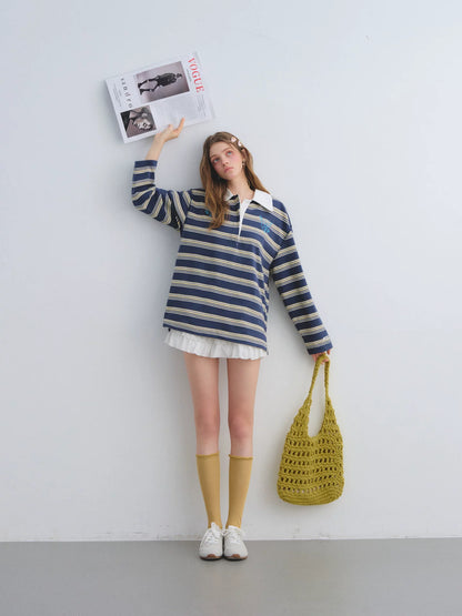 Striped Embroidered Polo Tee