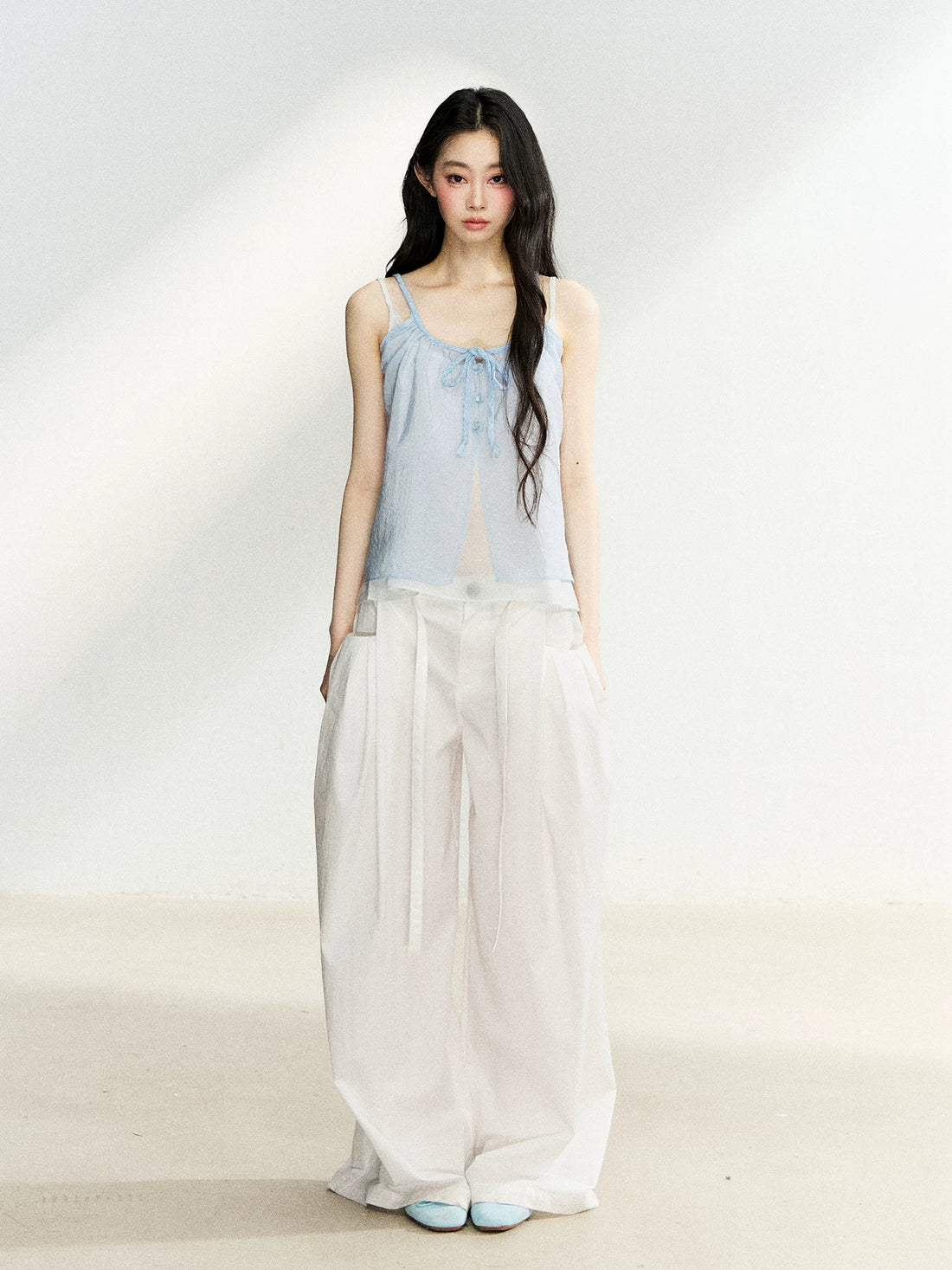 White High Waist Wide Leg Pants
