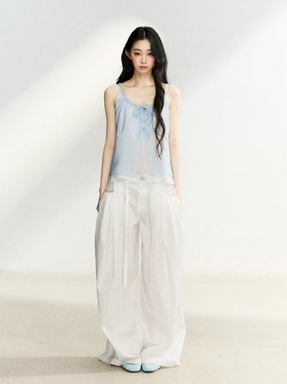 White High Waist Wide Leg Pants