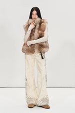 Belted Paisley Wide-Leg Pants