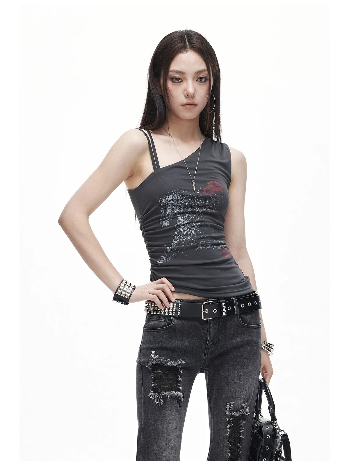 Distressed Asymmetric Tank Top