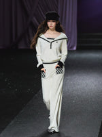 Sailor-Collar Knit Two-Piece Set