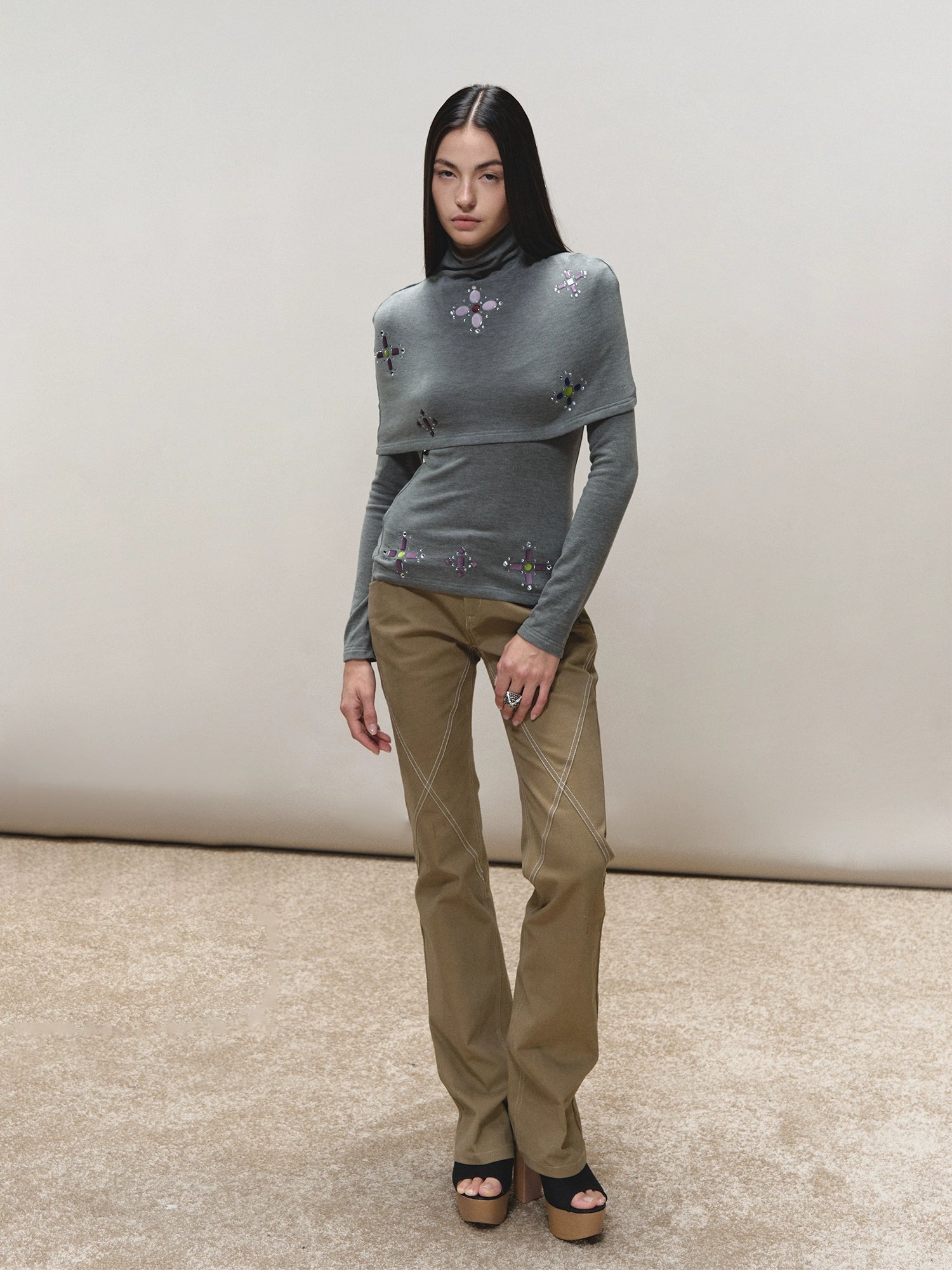 Gem-Detail Two-Piece Knit Set