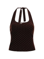 Lace Polka Dot Halter Camisole Top