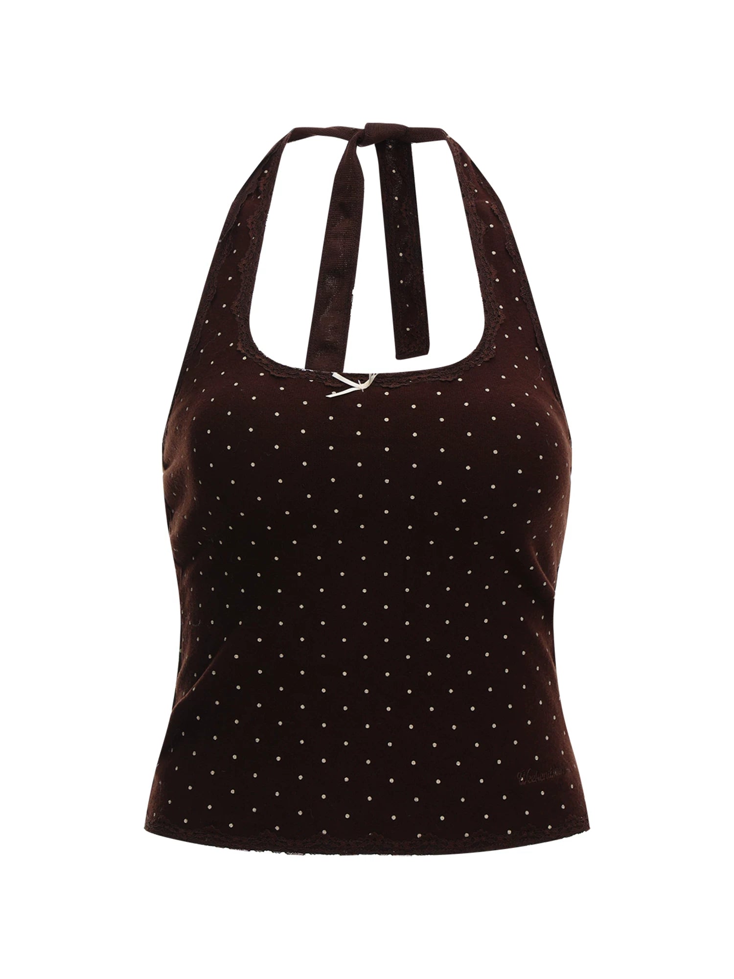 Lace Polka Dot Halter Camisole Top