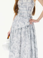 Gray Asymmetric Halter Top & Skirt Set