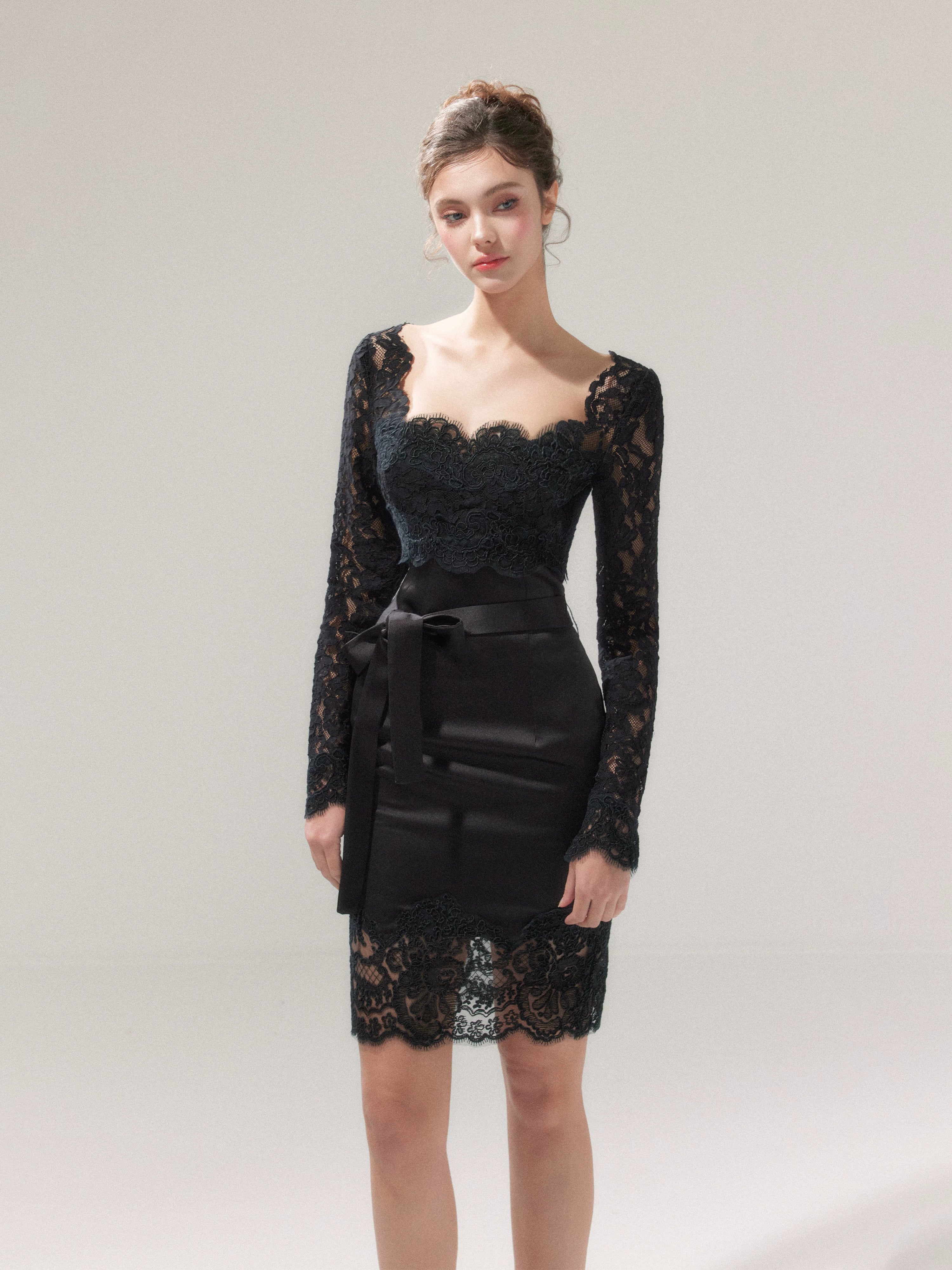 Satin Lace Bodycon Dress