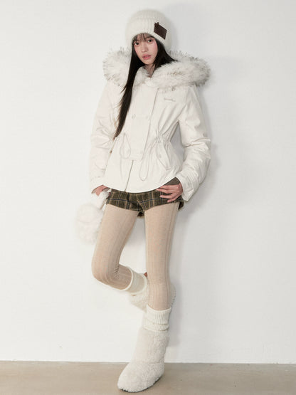 Faux Fur Collar Double-Breasted Down Parka