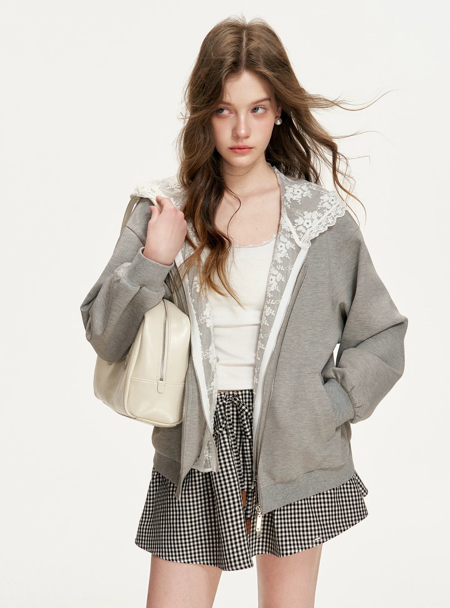 Lace Hooded Zip Jacket