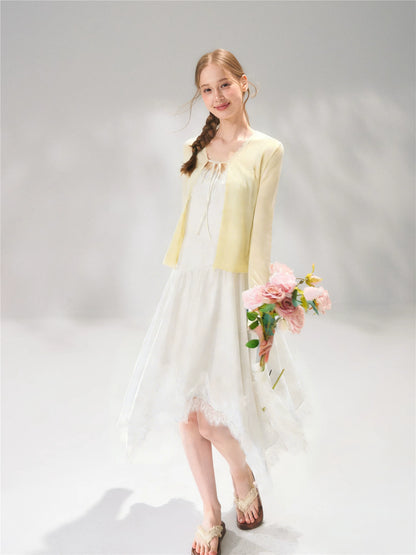 Lace Trim Tie Cardigan