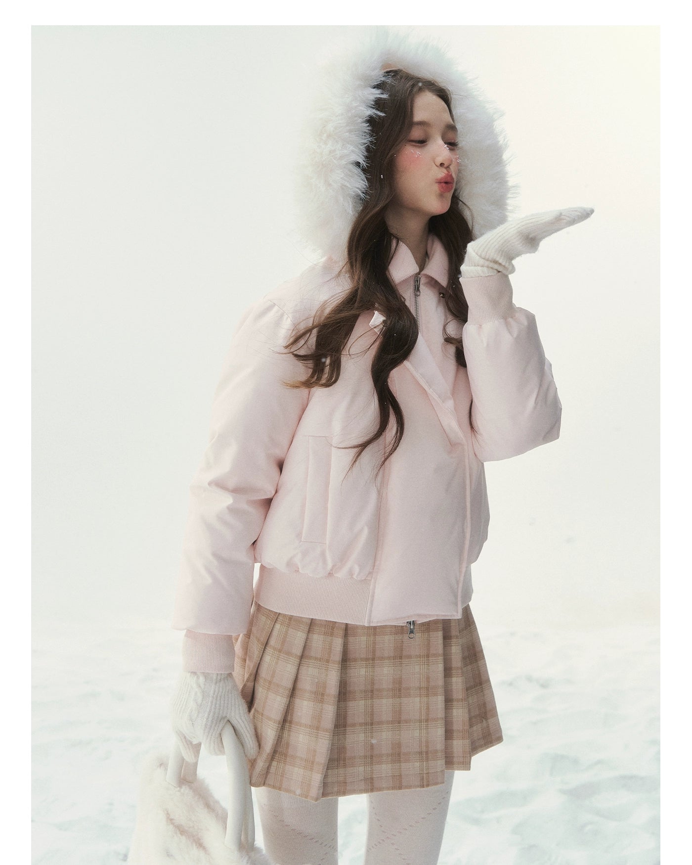 "Snow Envelope" Faux-fur Collar Down Coat