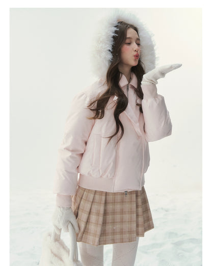 "Snow Envelope" Faux-fur Collar Down Coat