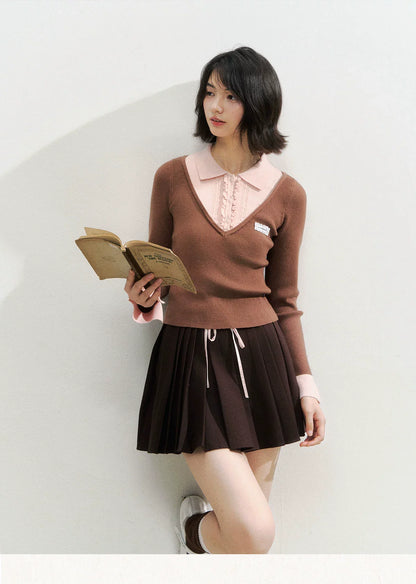 Fake Two-piece Knit Polos