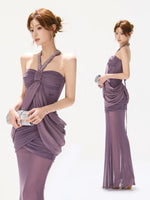 Rhinestone Halter Mermaid Dress