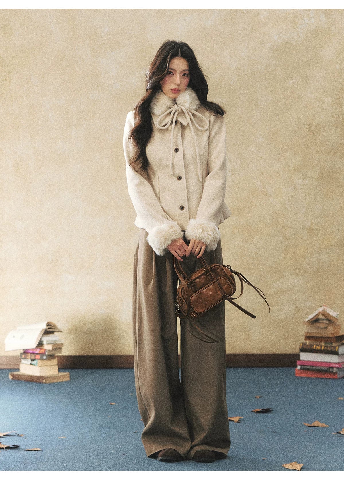 Khaki High Waisted Pleated Wide Leg Pants