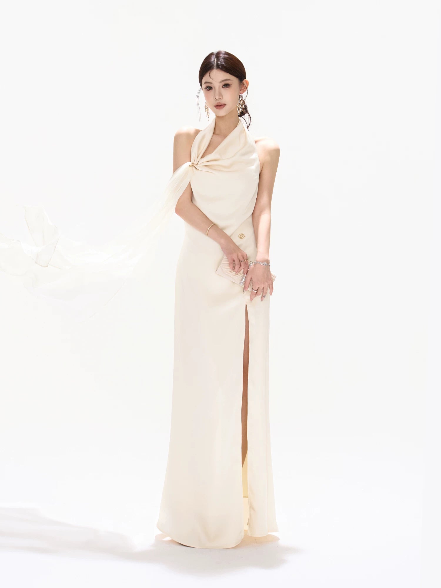 Ribbon Halter Satin Dress