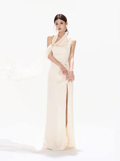 Ribbon Halter Satin Dress