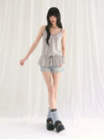 Gray Stripe Drawstring Top